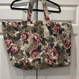 Floral Tote Bag - Pink and Green